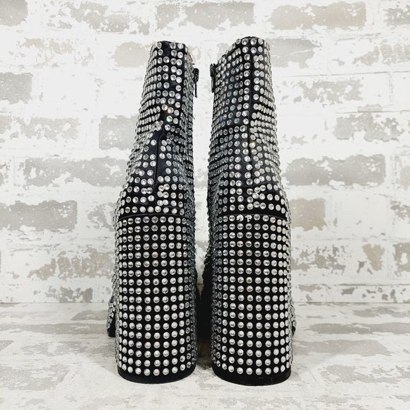 NEW Steve Madden Black Silver Cobra Rhinestones Ankle Platform Boots T725 - Picture 6 of 11